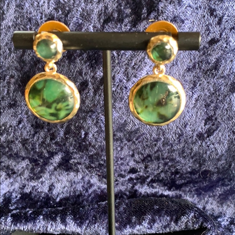 Vintage Monet earrings w/ translucent green enamel
